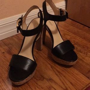 Nine West cork platform black sandal